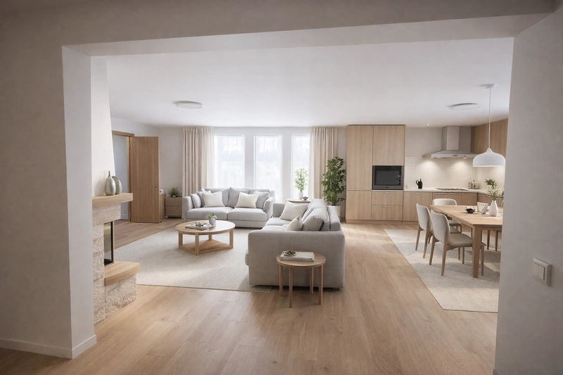 Дизайн интерьера в стиле Сканди — Гостиная от нейросети RoomGPT