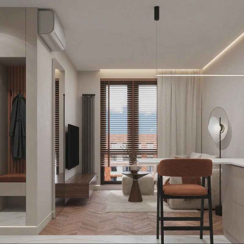 Дизайн интерьера в стиле Минимализм — Гостиная от нейросети RoomGPT