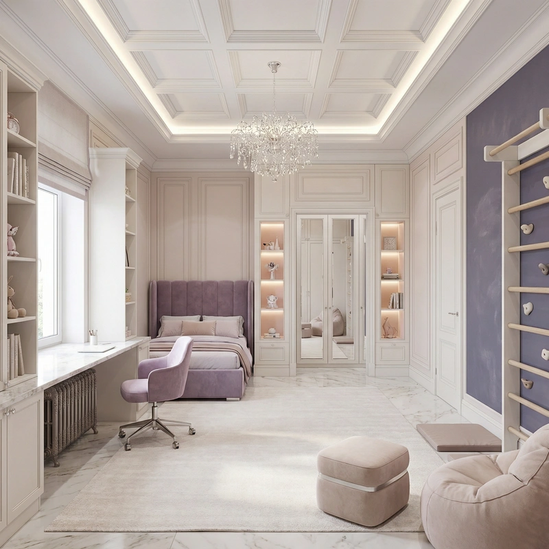 Дизайн детской в стиле Классика — фото интерьера от нейросети RoomGPT