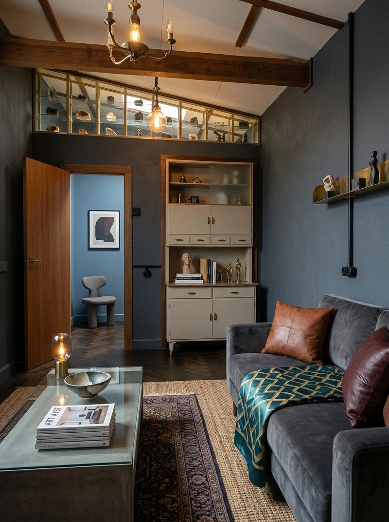 Дизайн гостиной в стиле Эклектика — фото интерьера от нейросети RoomGPT