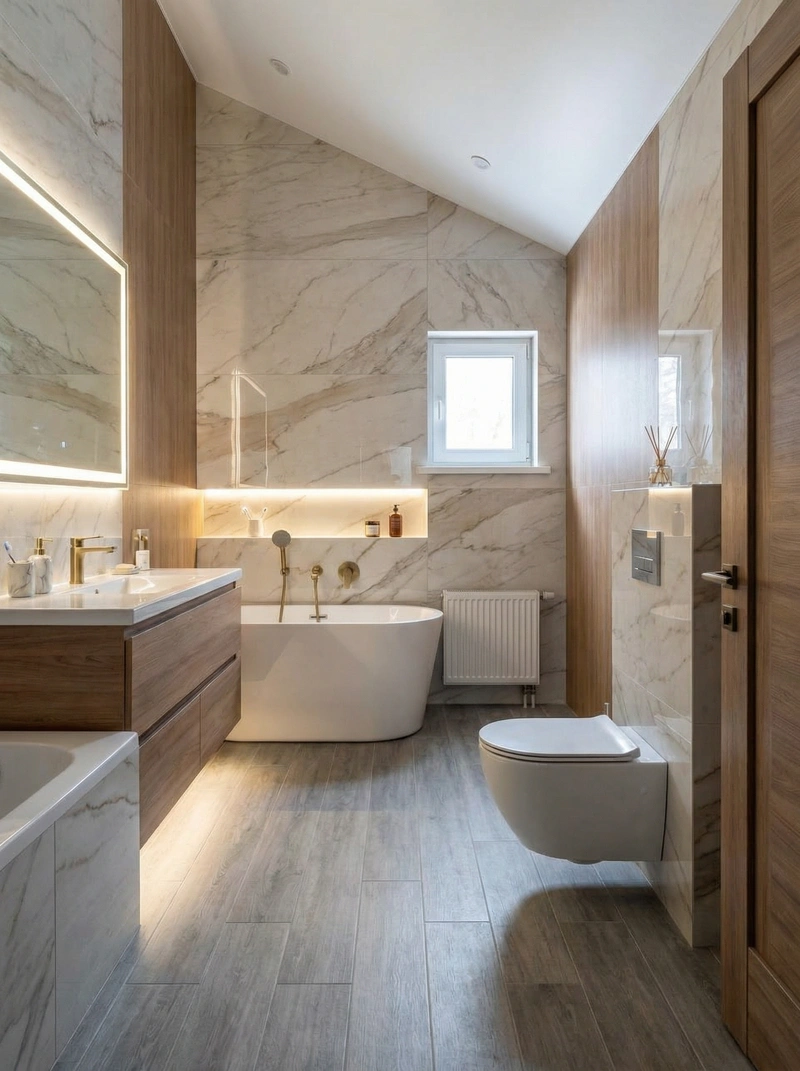 Дизайн интерьера в стиле Контемпорари — Ванная от нейросети RoomGPT