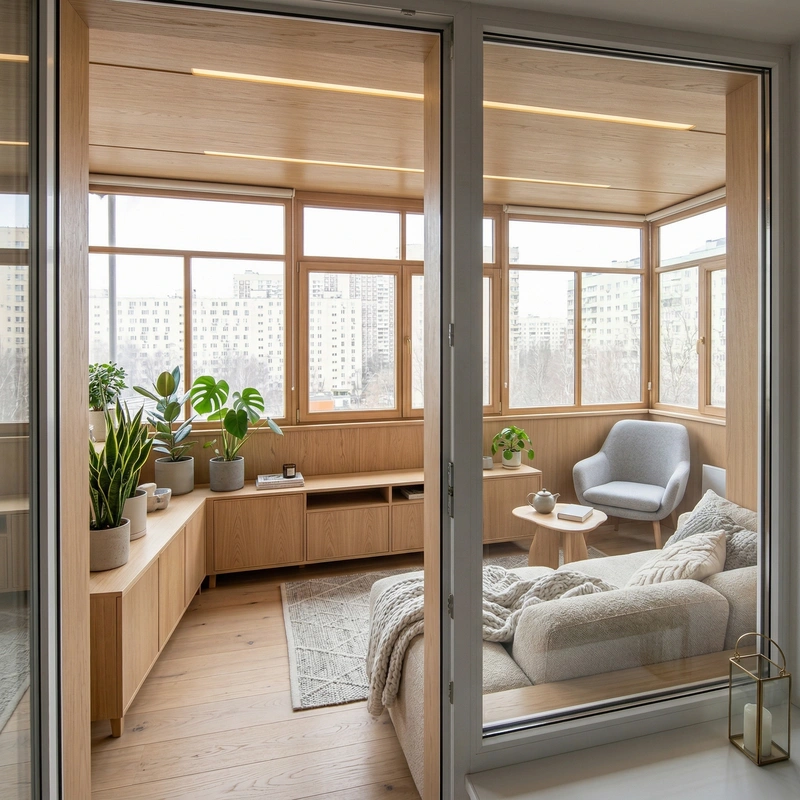 Дизайн гостиной в стиле Хюгге — фото интерьера от нейросети RoomGPT