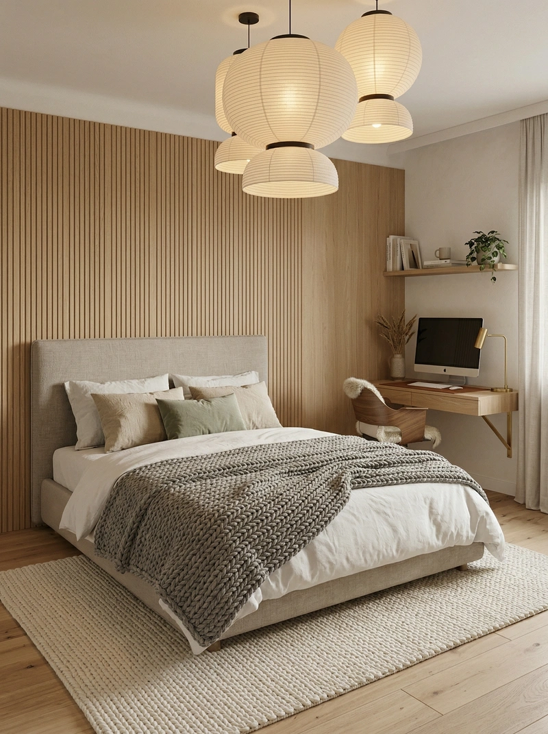 Дизайн спальни в стиле Хюгге — фото интерьера от нейросети RoomGPT