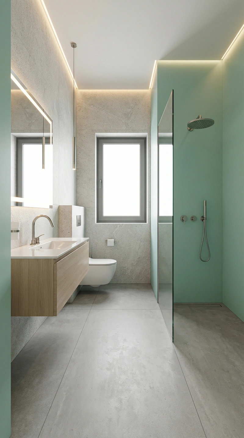 Дизайн ванной в стиле Контемпорари — фото интерьера от нейросети RoomGPT