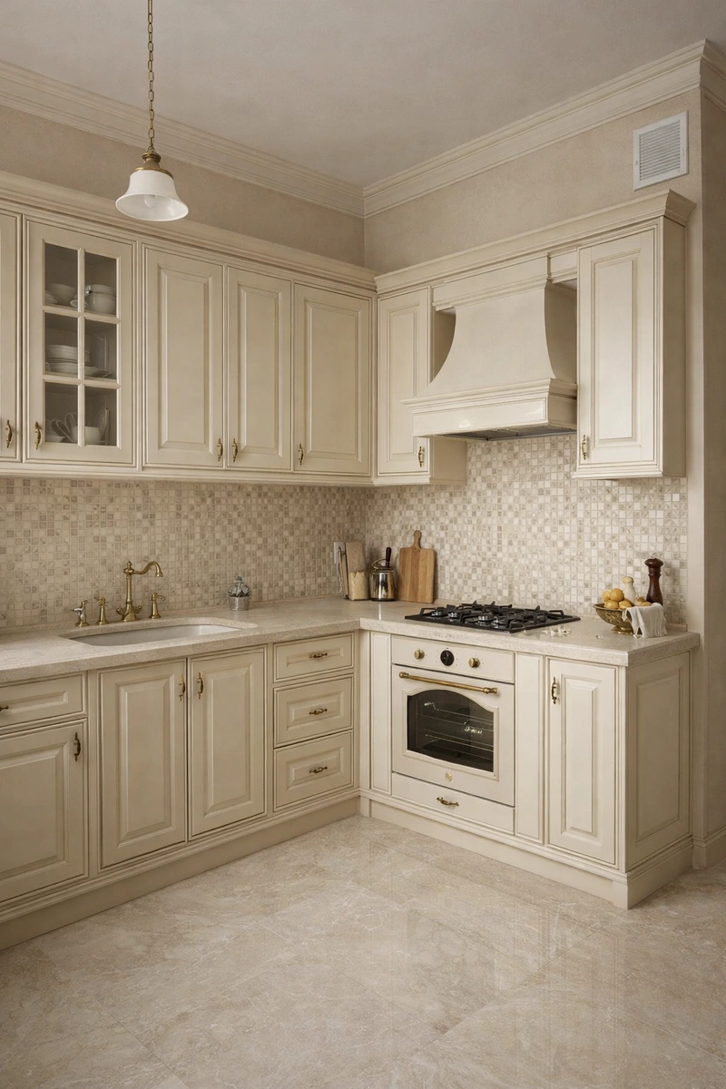 Дизайн кухни в стиле Классика — фото интерьера от нейросети RoomGPT