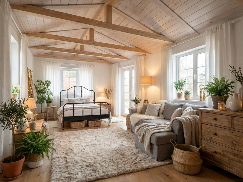 Дизайн интерьера в стиле Хюгге — Спальня от нейросети RoomGPT