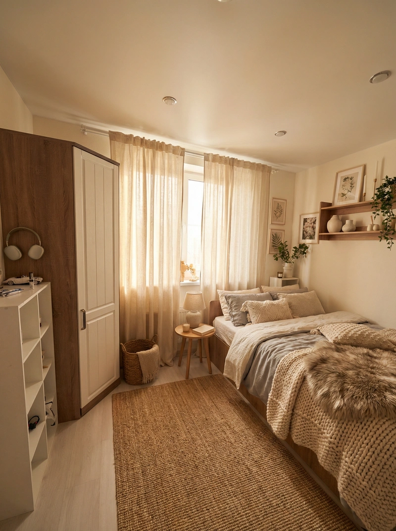 Дизайн интерьера в стиле Хюгге — Спальня от нейросети RoomGPT