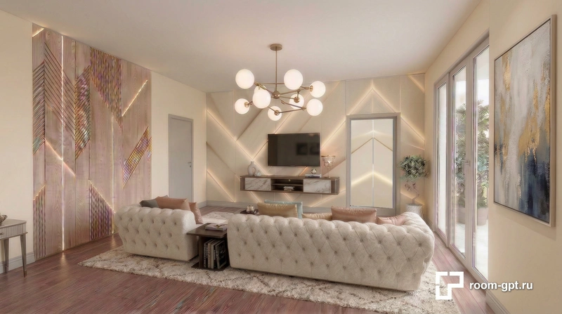 Дизайн интерьера в стиле Классика — Гостиная от нейросети RoomGPT