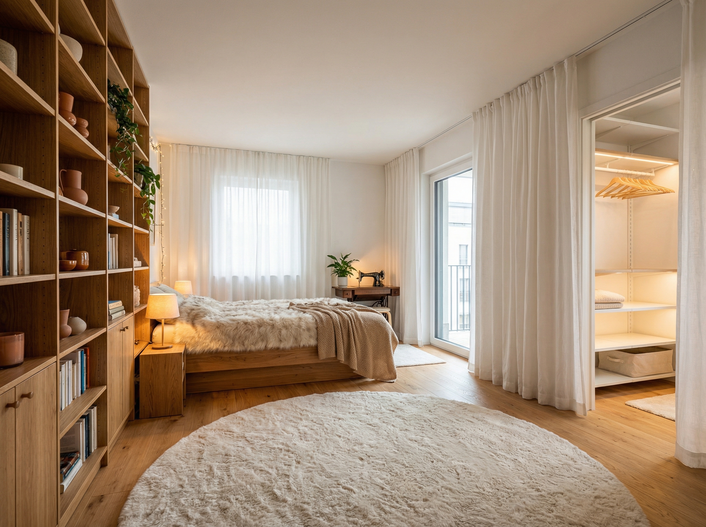 Дизайн спальни в стиле Хюгге — фото интерьера от нейросети RoomGPT