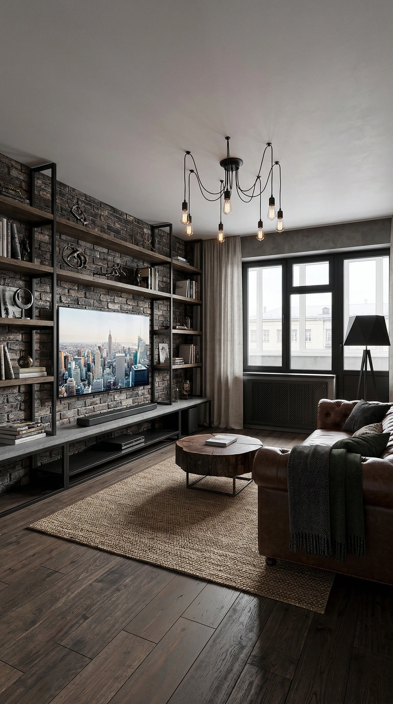 Дизайн интерьера в стиле Лофт — Гостиная от нейросети RoomGPT