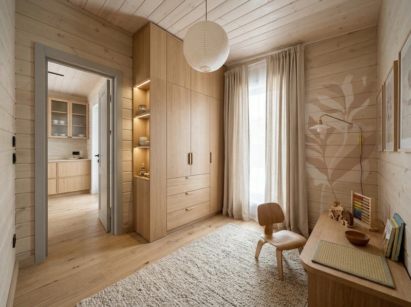 Дизайн детской в стиле Japandi — фото интерьера от нейросети RoomGPT