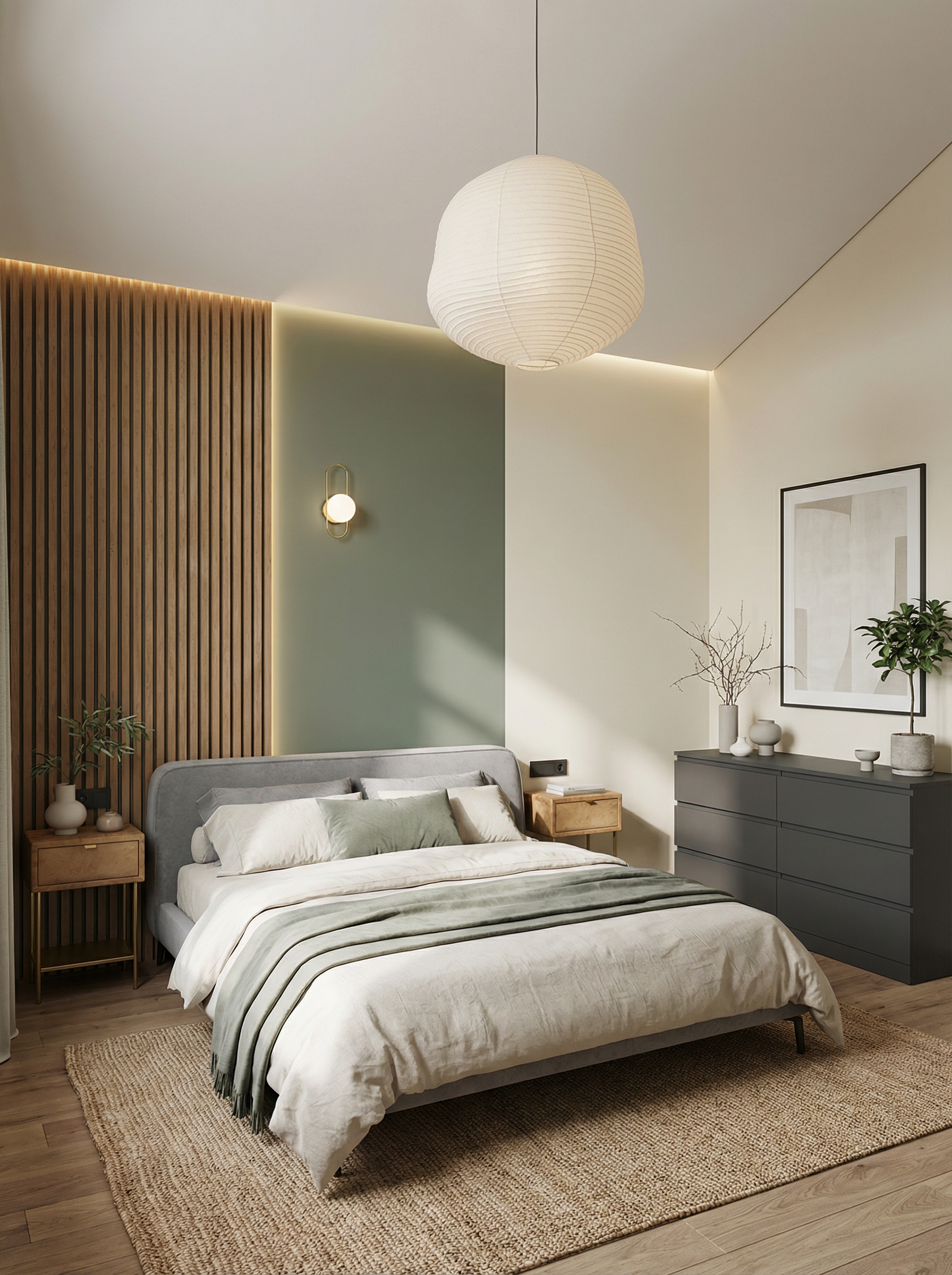 Дизайн спальни в стиле Japandi — фото интерьера от нейросети RoomGPT