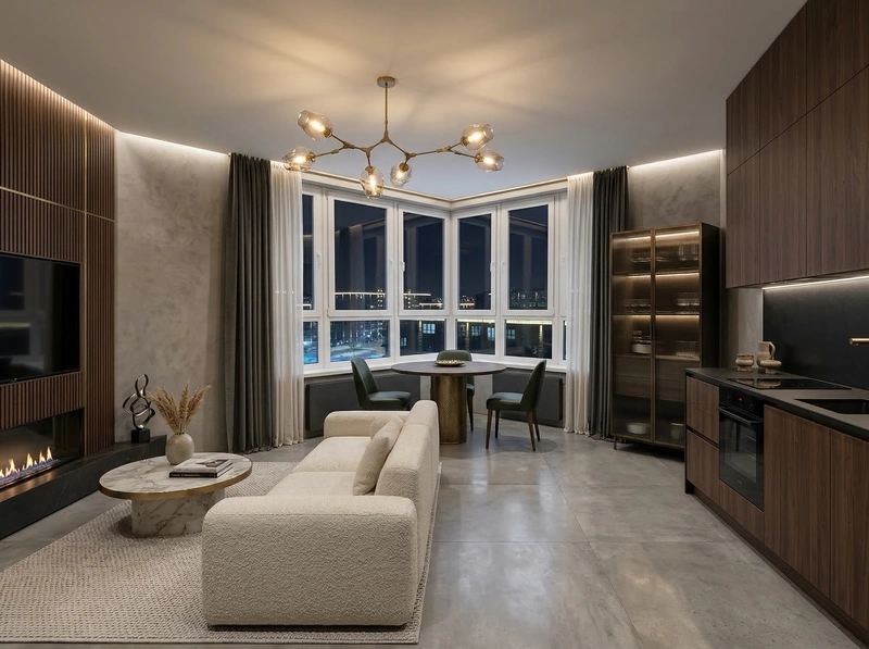 Дизайн гостиной в стиле Контемпорари — фото интерьера от нейросети RoomGPT