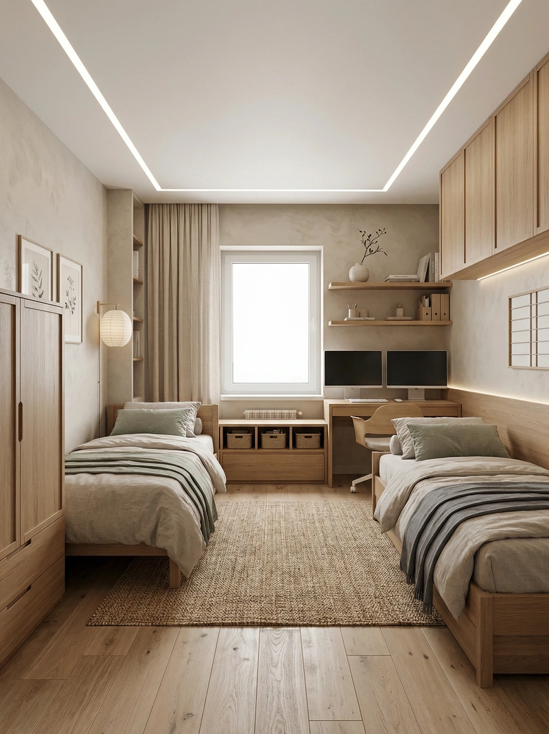 Дизайн детской в стиле Japandi — фото интерьера от нейросети RoomGPT