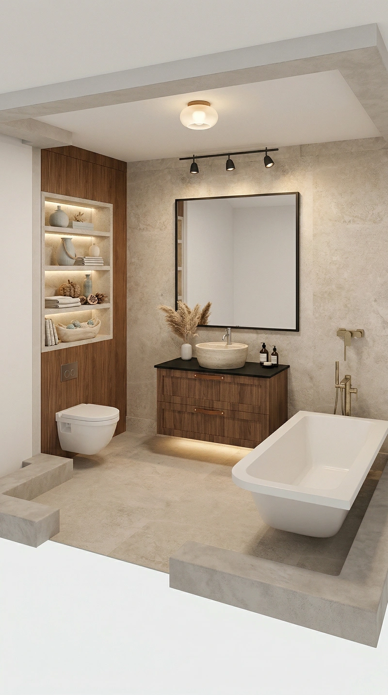 Дизайн ванной в стиле Сканди — фото интерьера от нейросети RoomGPT