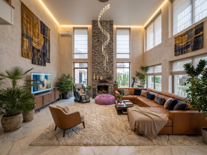 Дизайн гостиной в стиле Контемпорари — фото интерьера от нейросети RoomGPT