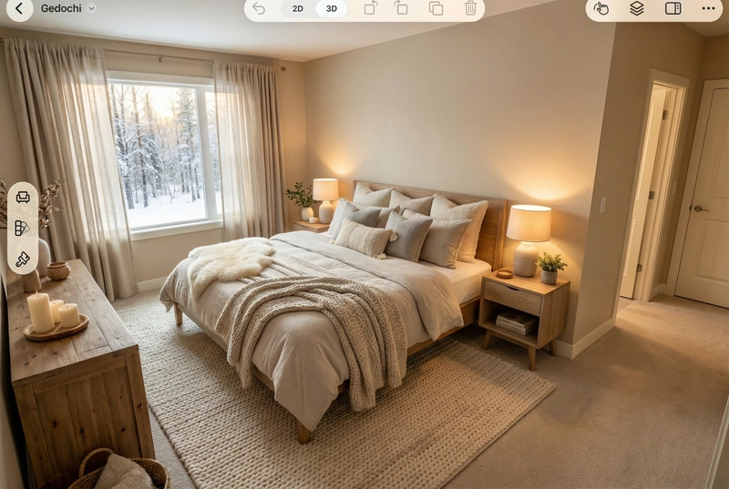 Дизайн интерьера в стиле Хюгге — Спальня от нейросети RoomGPT