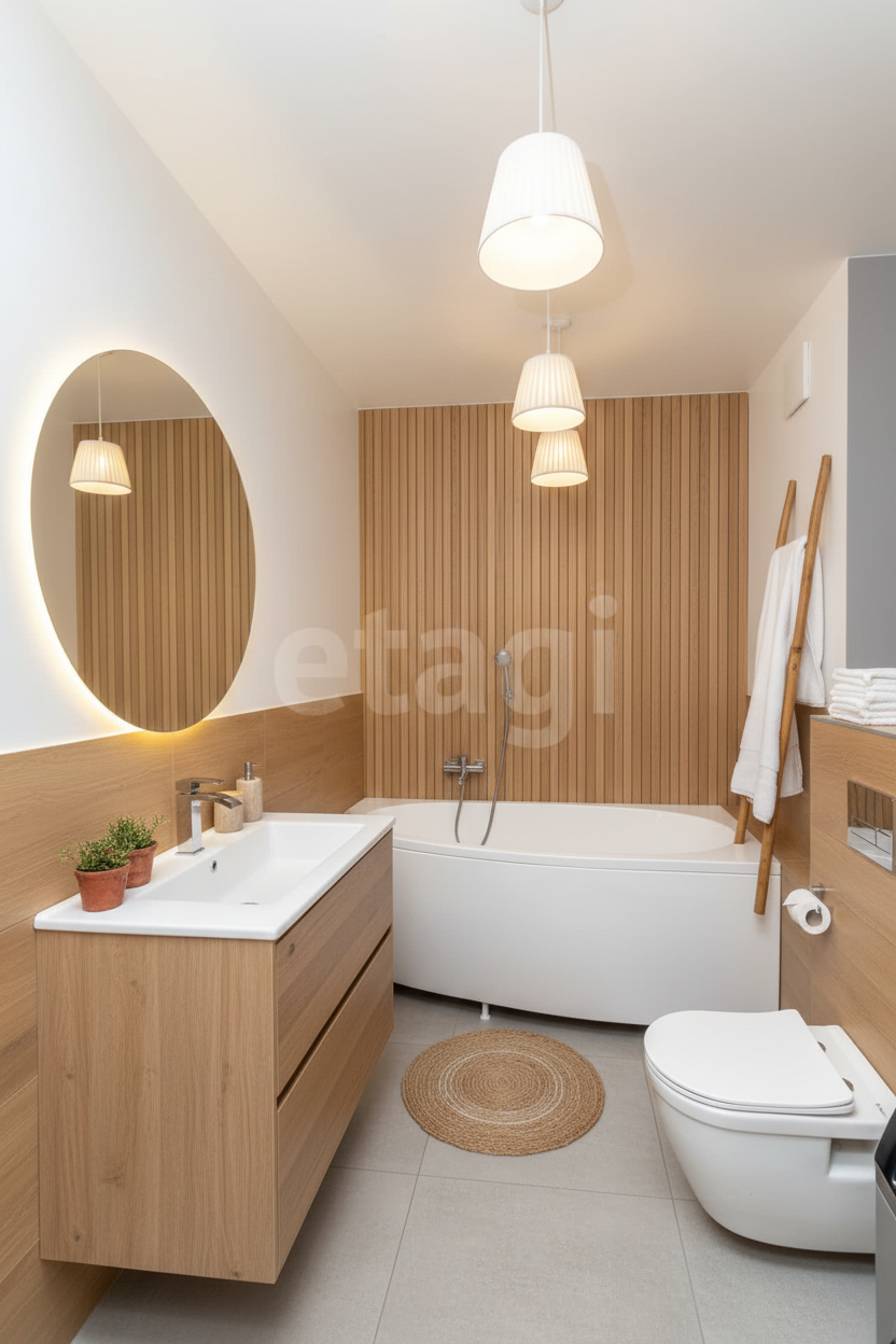 Дизайн ванной в стиле Хюгге — фото интерьера от нейросети RoomGPT