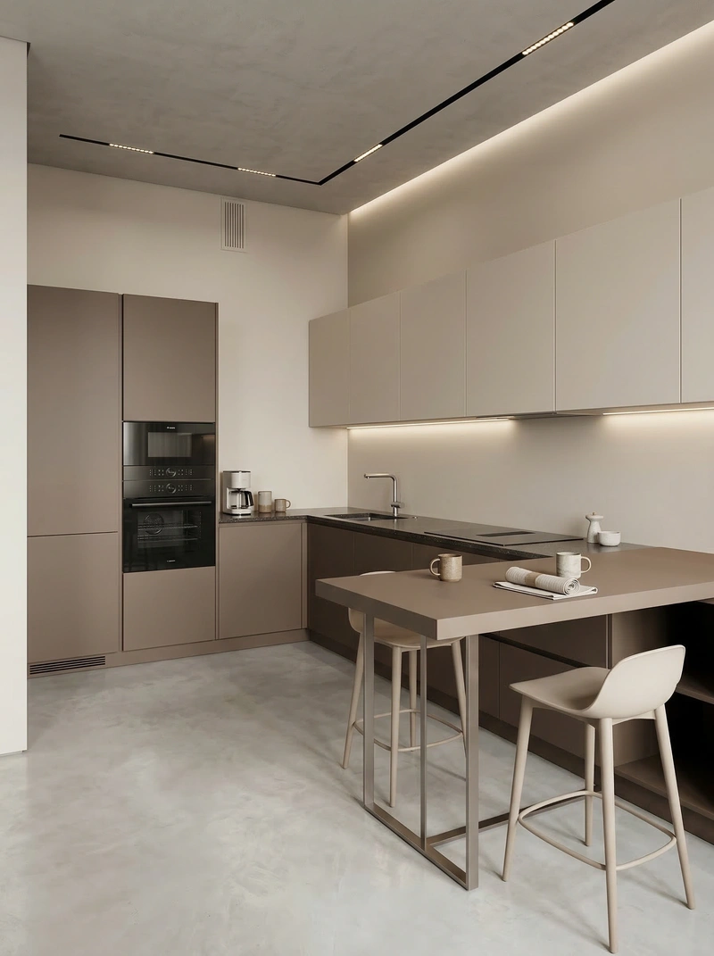 Дизайн интерьера в стиле Минимализм — Кухня от нейросети RoomGPT