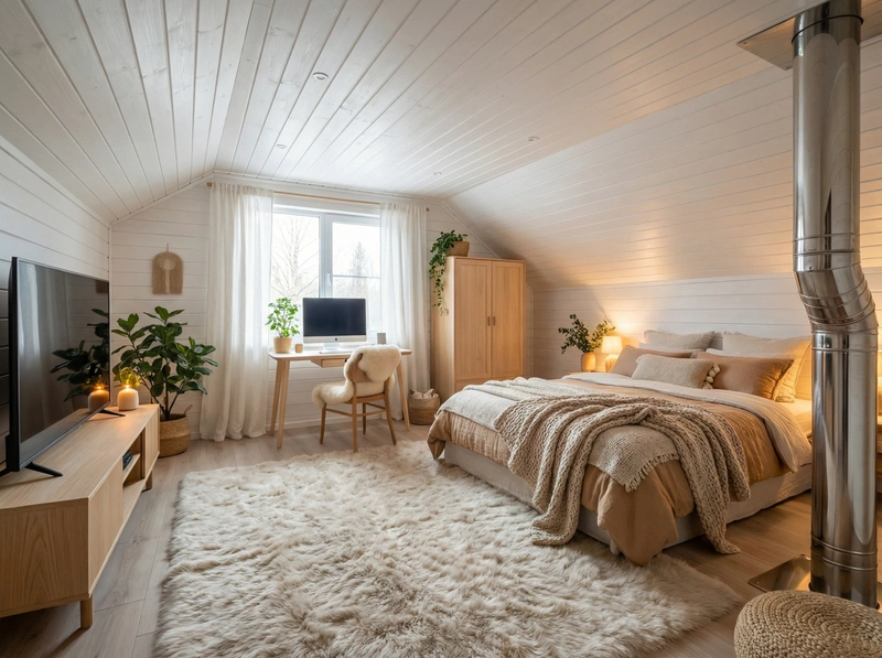 Дизайн интерьера в стиле Хюгге — Спальня от нейросети RoomGPT