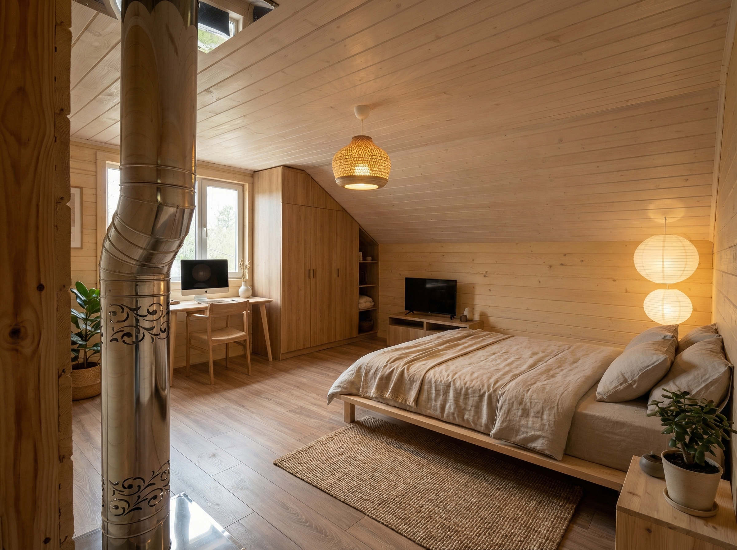 Дизайн спальни в стиле Japandi — фото интерьера от нейросети RoomGPT