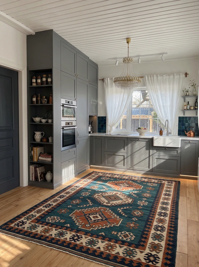 Дизайн интерьера в стиле Эклектика — Кухня от нейросети RoomGPT