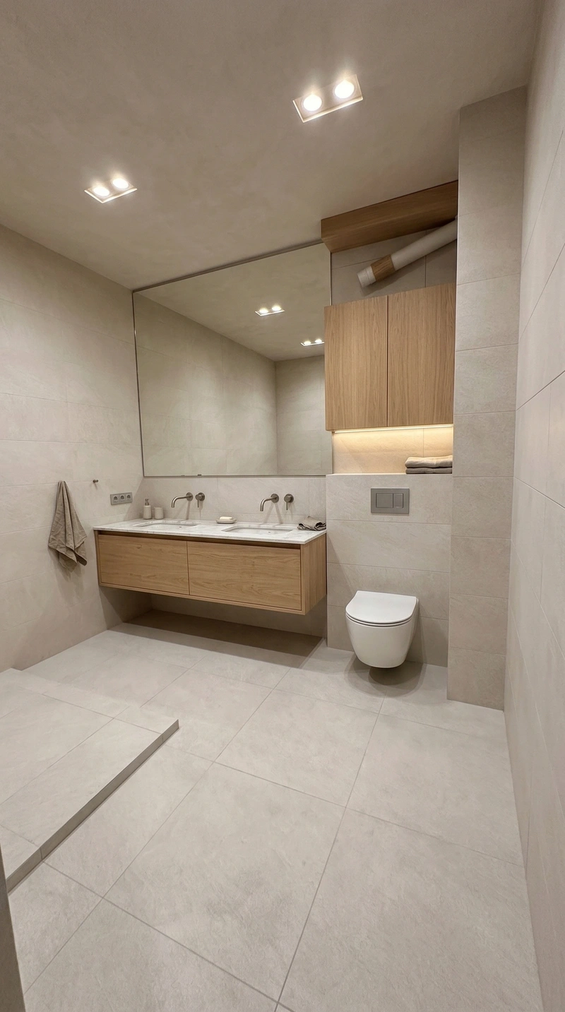 Дизайн ванной в стиле Japandi — фото интерьера от нейросети RoomGPT