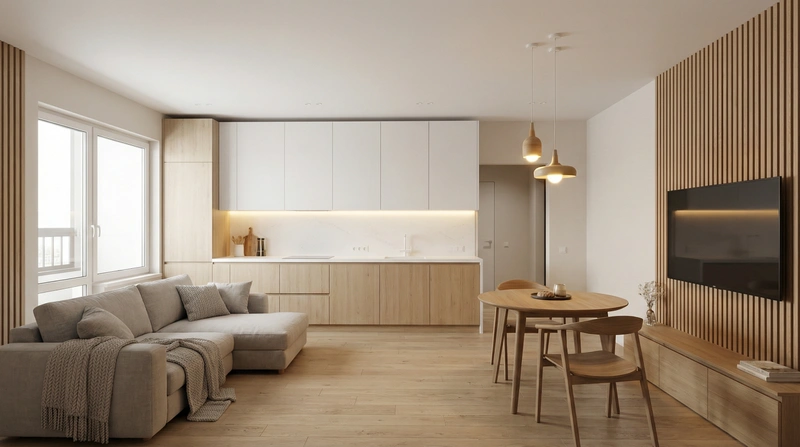 Дизайн интерьера в стиле Хюгге — Кухня от нейросети RoomGPT