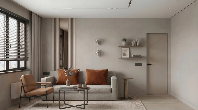 Дизайн интерьера в стиле Минимализм — Гостиная от нейросети RoomGPT