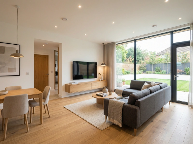 Дизайн гостиной в стиле Сканди — фото интерьера от нейросети RoomGPT