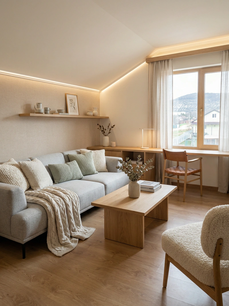 Дизайн интерьера в стиле Хюгге — Гостиная от нейросети RoomGPT