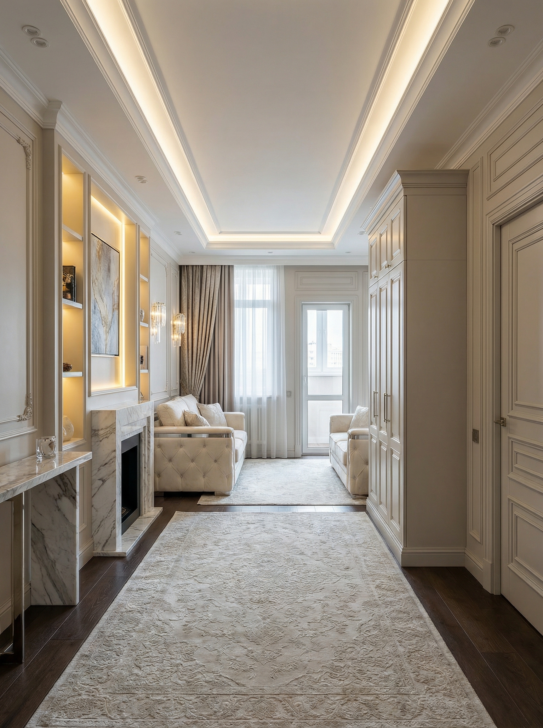 Дизайн гостиной в стиле Классика — фото интерьера от нейросети RoomGPT