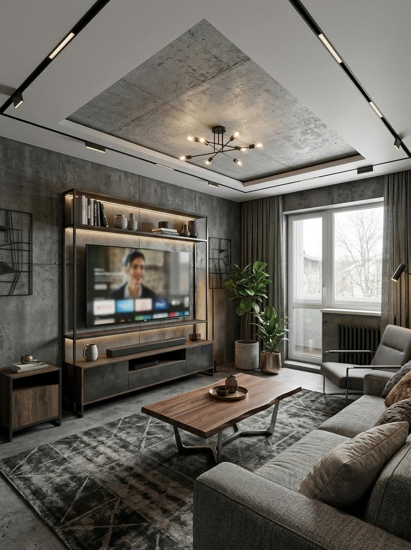 Дизайн гостиной в стиле Лофт — фото интерьера от нейросети RoomGPT