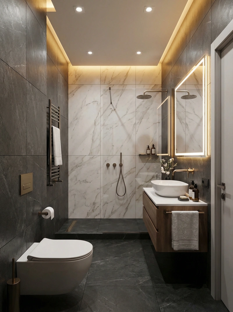 Дизайн интерьера в стиле Контемпорари — Ванная от нейросети RoomGPT