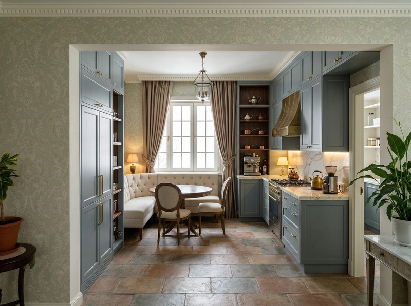 Дизайн интерьера в стиле Классика — Кухня от нейросети RoomGPT