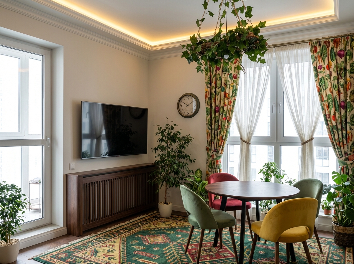 Дизайн гостиной в стиле Эклектика — фото интерьера от нейросети RoomGPT