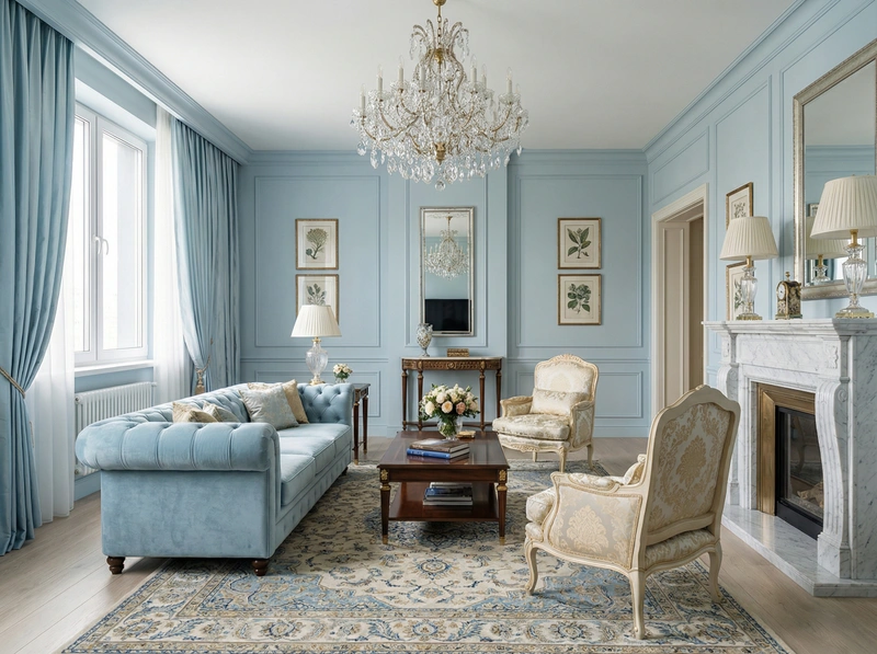 Дизайн интерьера в стиле Классика — Гостиная от нейросети RoomGPT