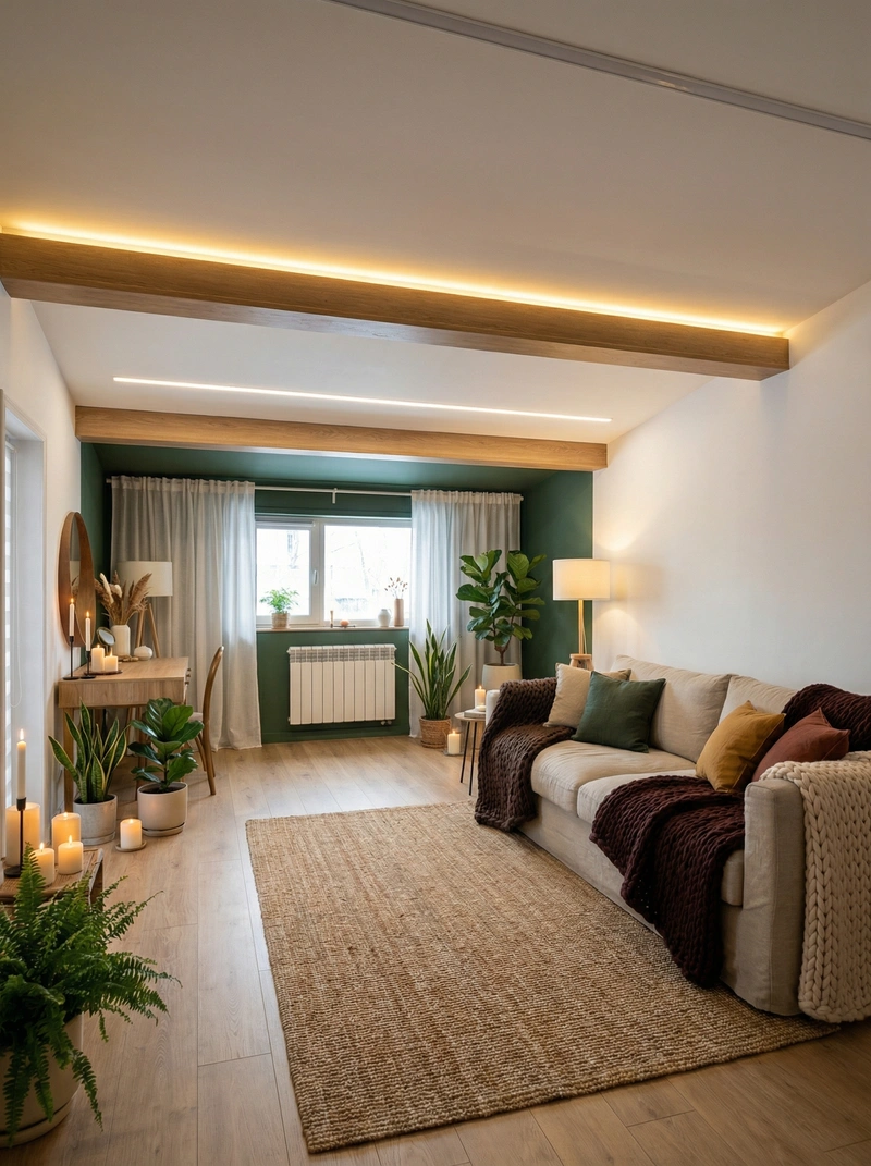 Дизайн интерьера в стиле Хюгге — Гостиная от нейросети RoomGPT