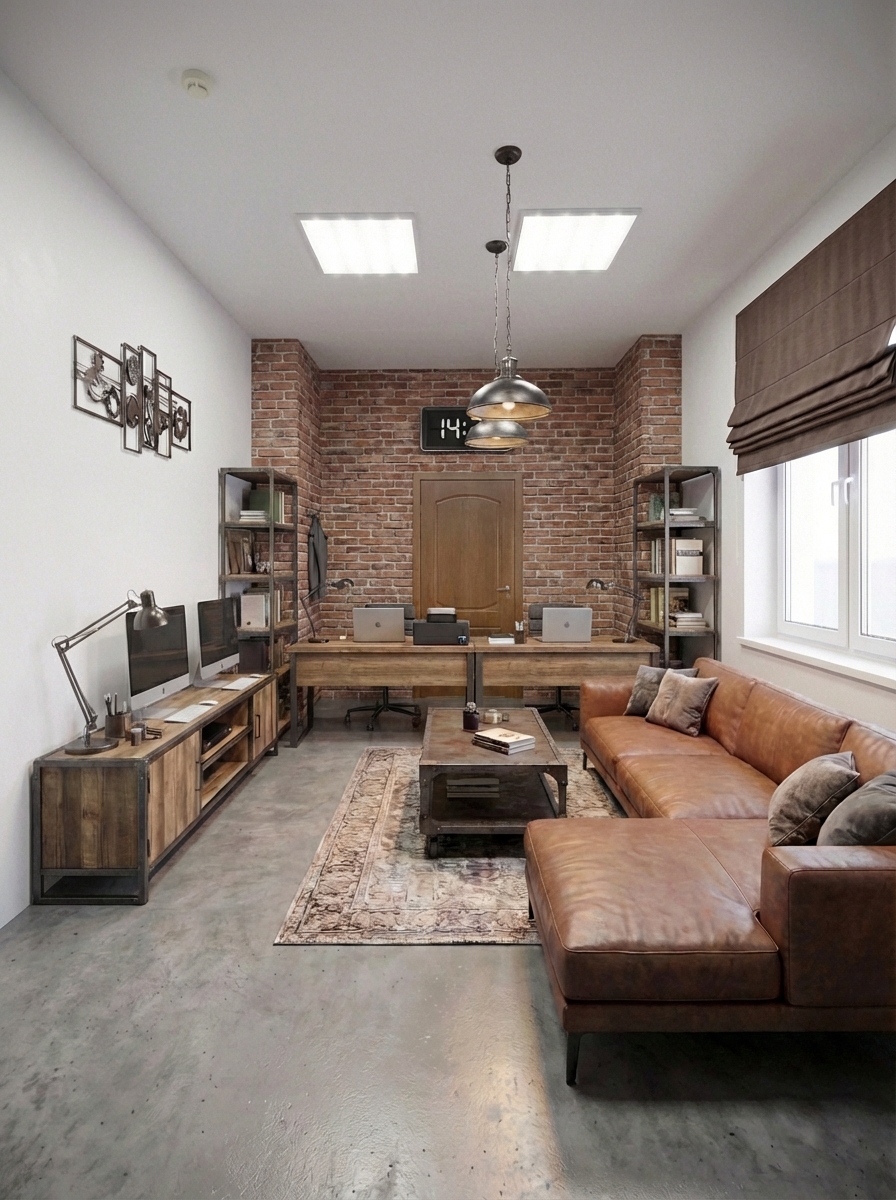 Дизайн гостиной в стиле Лофт — фото интерьера от нейросети RoomGPT