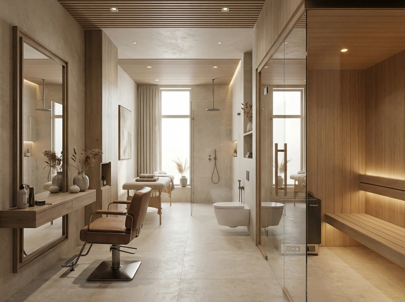 Дизайн ванной в стиле Japandi — фото интерьера от нейросети RoomGPT