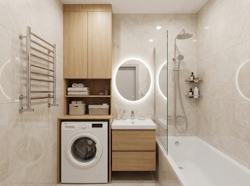 Дизайн интерьера в стиле Сканди — Ванная от нейросети RoomGPT