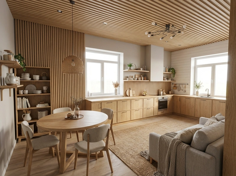 Дизайн интерьера в стиле Хюгге — Кухня от нейросети RoomGPT