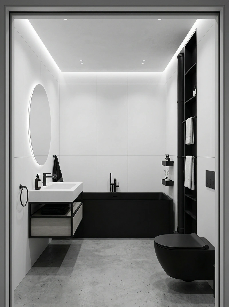Дизайн ванной в стиле Минимализм — фото интерьера от нейросети RoomGPT