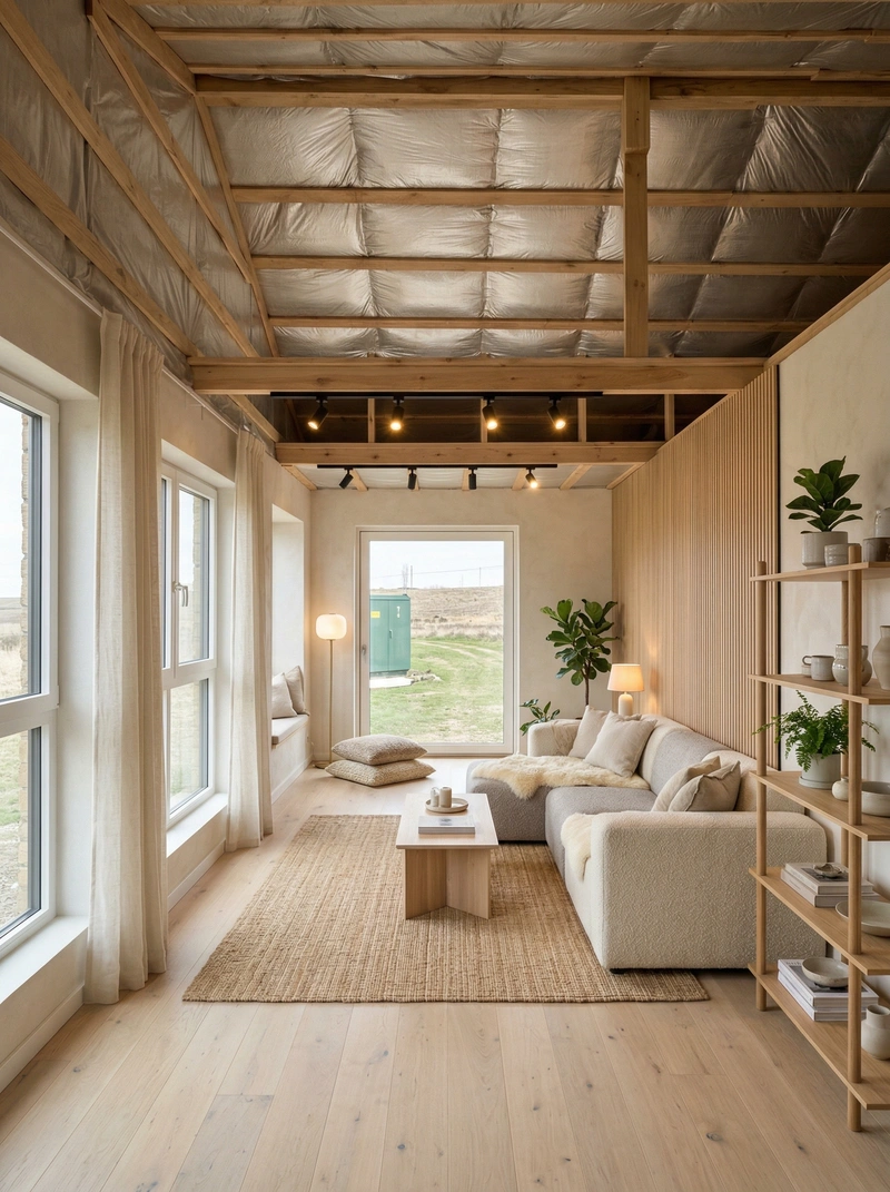 Дизайн гостиной в стиле Хюгге — фото интерьера от нейросети RoomGPT