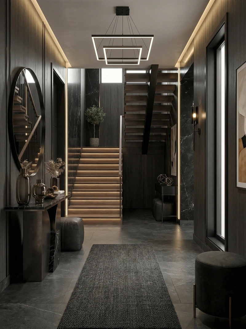 Дизайн интерьера в стиле Блэктэк — Прихожая от нейросети RoomGPT