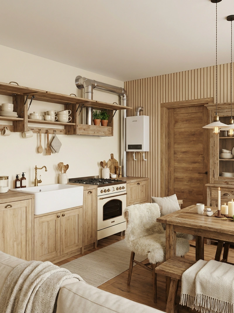 Дизайн интерьера в стиле Хюгге — Кухня от нейросети RoomGPT