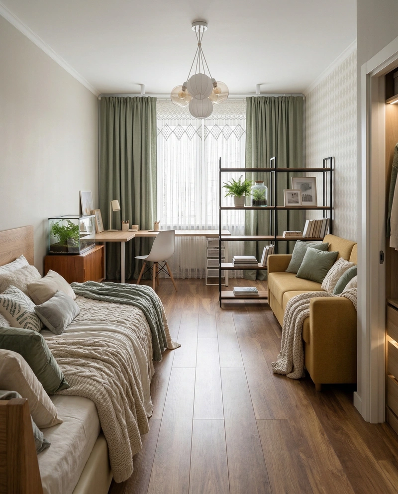 Дизайн спальни в стиле Хюгге — фото интерьера от нейросети RoomGPT