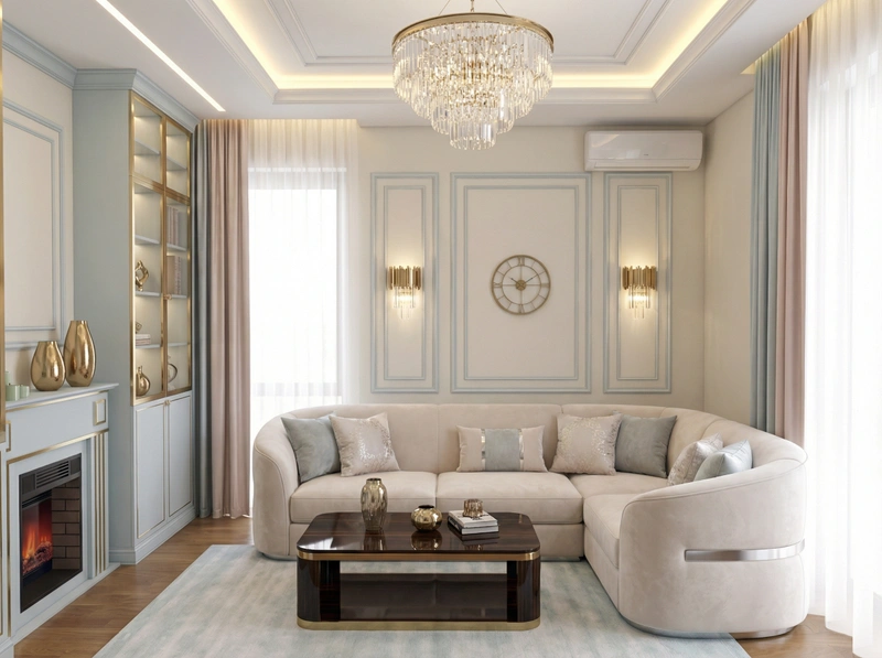 Дизайн интерьера в стиле Неоклассика — Гостиная от нейросети RoomGPT