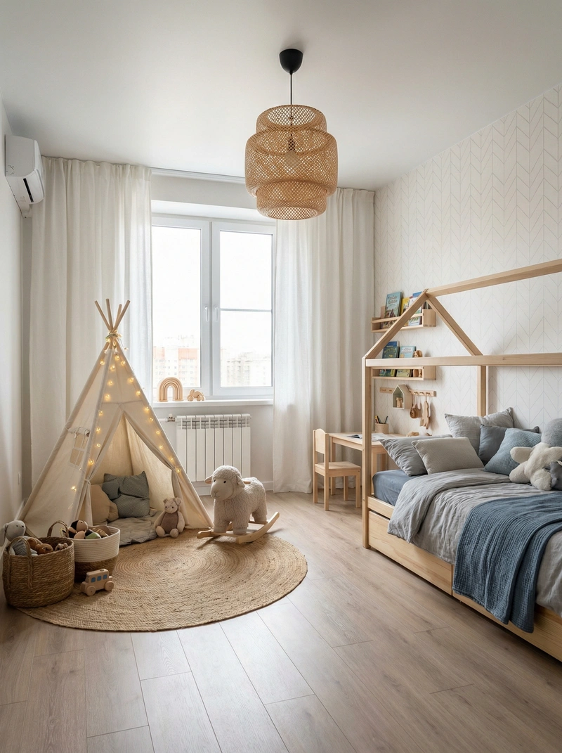 Дизайн интерьера в стиле Хюгге — Детская от нейросети RoomGPT