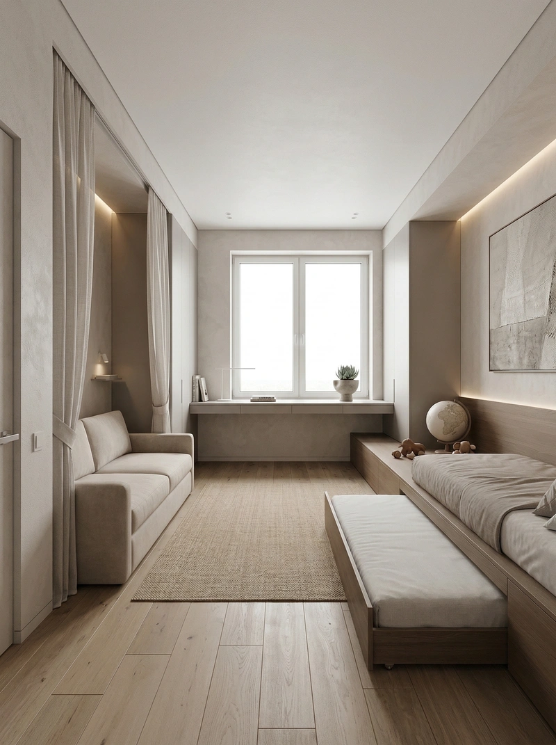 Дизайн детской в стиле Минимализм — фото интерьера от нейросети RoomGPT